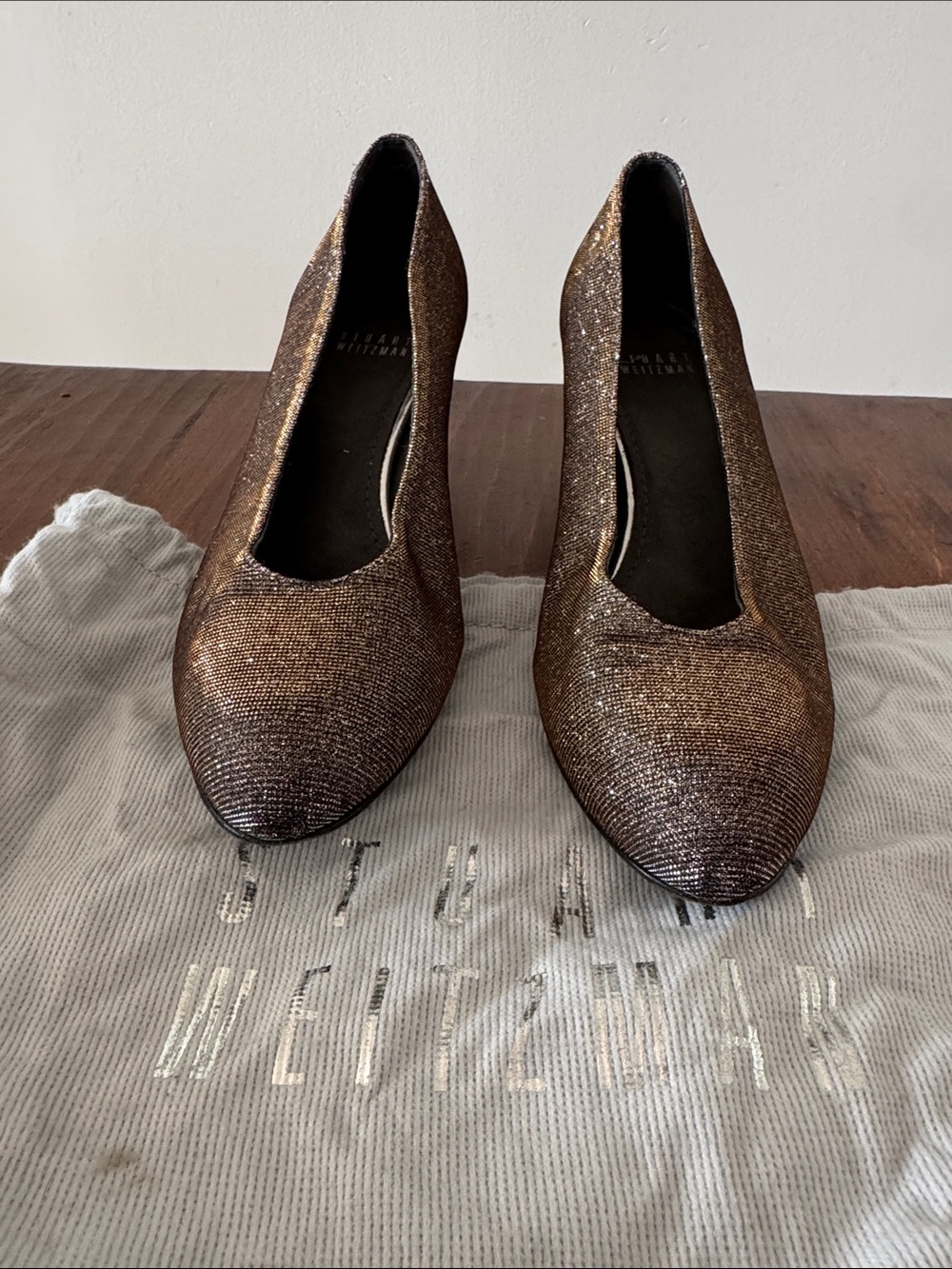 Stuart Weitzman Chicpump High Heel Pumps Pyrite Nocturn Silver Gold 8